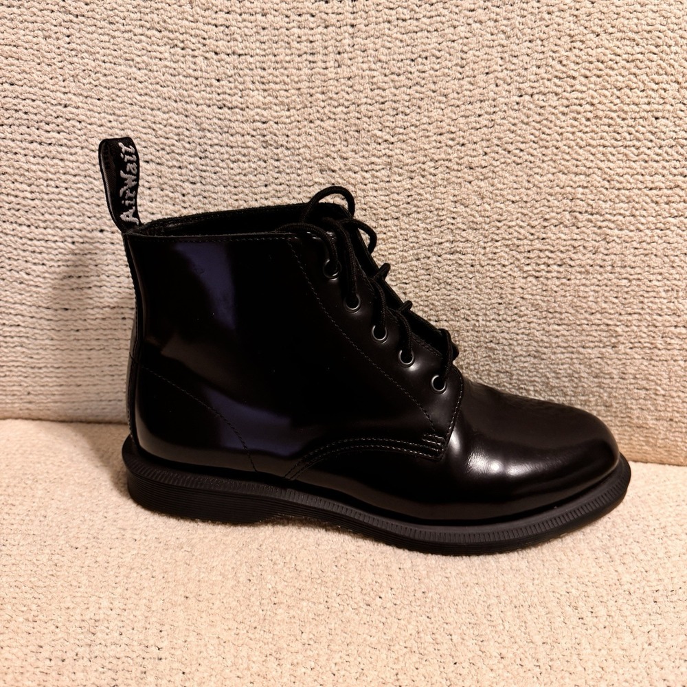 Dr. Martens Emmeline 5 Eye Black Smooth Leather Boots Womens US 8 EU39 - Picture 10 of 16